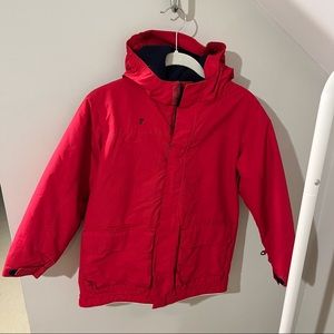 LANDS END Boy’s Winter Jacket Red with F Initial Size Small 7-8